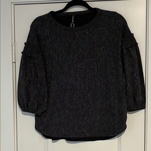 Stradivarius Dark Gray Textured Puff Sleeve Blouse